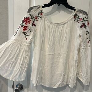 Embroidered Floral White Top